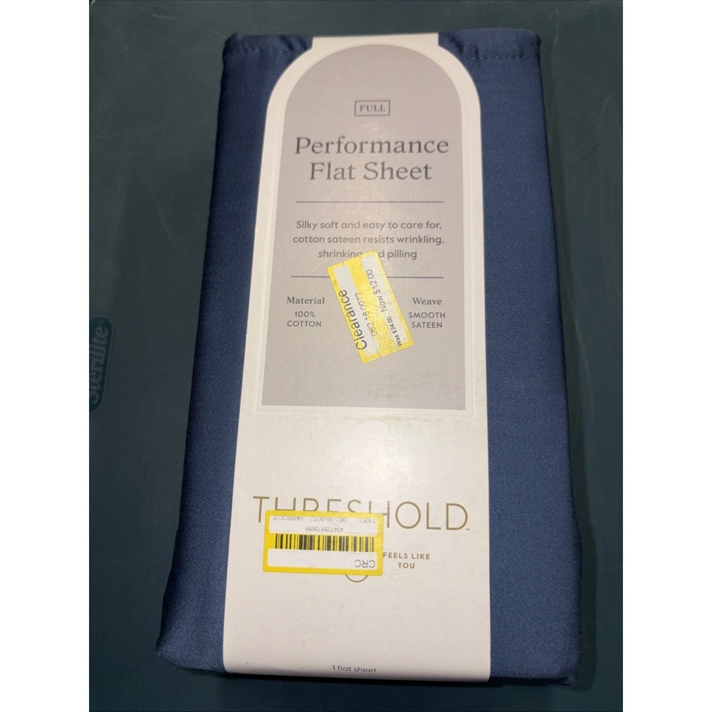 Full 400 Thread Count Performance Flat Sheet Metallic Blue - Threshold: Cotton